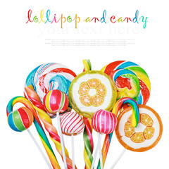 Wall Mural - Colorful candies and lollipops isolated