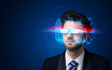 Poster - Man with future high tech smart glasses