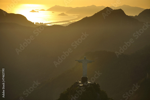Obraz na plátně Aerial view of Christ on Corcovado Hill, Rio de Janeiro, Brazil
