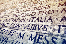 Latin Inscription In Rome, Italy