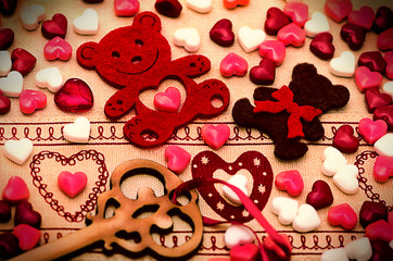 Saint Valentine's Day Decoration, bear, heart, key, candy