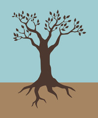 Wall Mural - illustration of a tree in vintage colour
