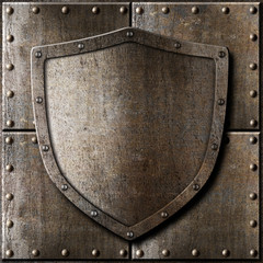 Wall Mural - old metal shield over armor background