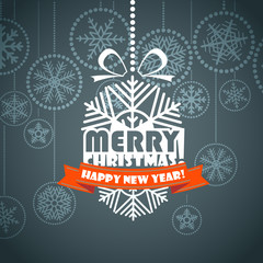 Poster - Vintage style Christmas greeting card. Merry Christmas and Hapy