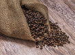 Coffee beans on jute bag