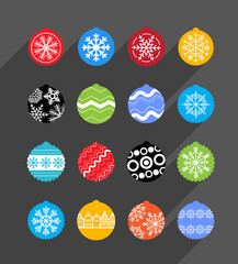 Poster - Color Christmas baubles collection. Design elements