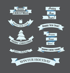 Aufkleber - Different retro style christmas ribbons set. Design elements