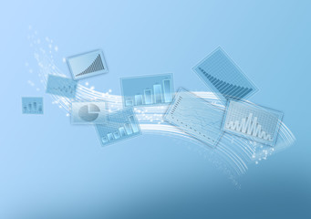 Fototapete - Abstract illustration of economic charts. Trail line winds.