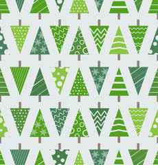 Poster - Abstract christmas trees seamless background. Design elements