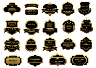 Wall Mural - gold and black vintage labels set