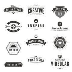 Vintage Retro Logos Labels vector. Typography Logo