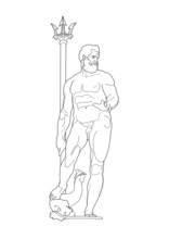 Bologna, Italy, Neptune Statue Drawing