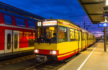 Canvas Print - Tram-train at Karlsruhe railway station - Germany