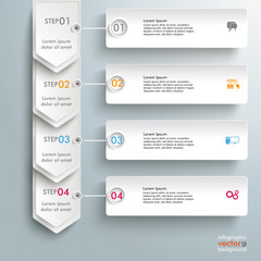 Wall Mural - infographic 4 steps white arrows banners