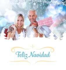 Aufkleber - Composite image of happy couple with shopping bags