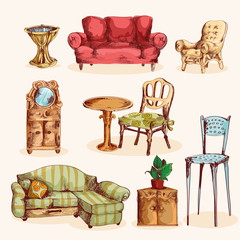 Sticker - Furniture Sketch Colored