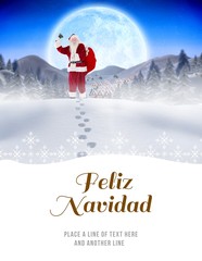Aufkleber - Composite image of santa delivery presents to village