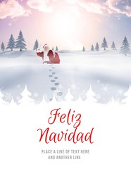 Poster - Composite image of santa delivery presents to village