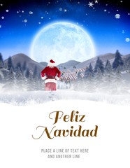 Aufkleber - Composite image of santa delivery presents to village