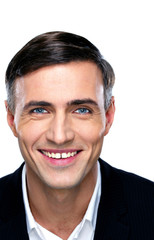 Poster - Closeup portrait of a smiling businessman over white background