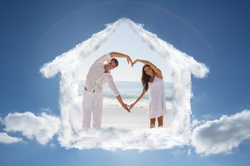 Aufkleber - Composite image of romantic couple forming heart shape with arms