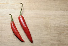 Two Red Chilies Seen From Top
