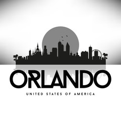 Wall Mural - Orlando USA Skyline Silhouette Black vector