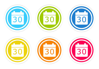 Wall Mural - set of rounded colorful buttons with calendar symbol
