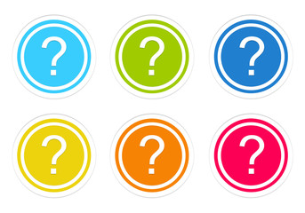 Wall Mural - set of rounded colorful buttons with question mark symbol