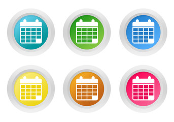 Wall Mural - set of rounded colorful buttons with calendar symbol