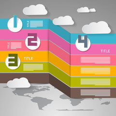 Sticker - Infographic Vector Weather Layout with World Map and Clouds