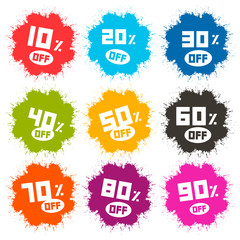 Sticker - Splash Vector Discount Labels Set Isolated on White Background