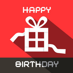 Wall Mural - Happy Birthday Vector Card with Paper Gift Box