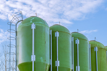 Canvas Print - farm silos for fish farming