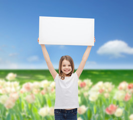 Poster - smiling little girl holding blank white board