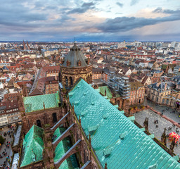 Sticker - View of Strasbourg with the Notre Dame Cathedral - France