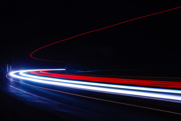 light tralight trails in tunnel. long exposure photo in a tunel