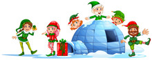 Elves Playing Outside The Igloo
