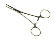 Top Aerial View Of Surgical Hemostat Forceps In Studio