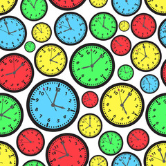 Wall Mural - time zones color clock seamless pattern eps10