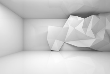 Abstract white 3d interior with polygonal relief