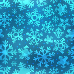 Poster - Different blue snowflakes set. Abstract seamless background