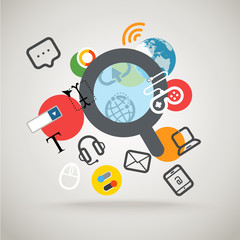 Aufkleber - Searching information concept with magnifying glass