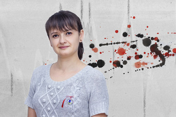 Young woman wearing Martisor - the romanian spring symbol