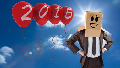 Poster - Composite image of anonymous businessman with hands on hips