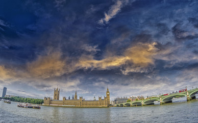 Wall Mural - Westminsyer palace and bridge with beautiful sky