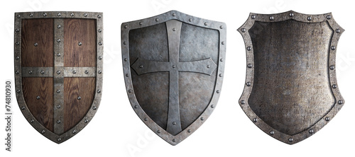 Fotomural metal medieval shields set isolated