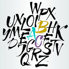 Wall Mural - Vector alphabet. Letters of the alphabet written with a brush