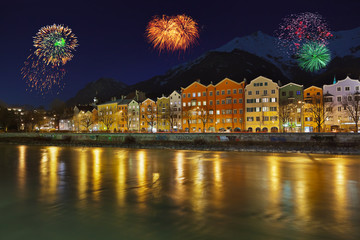 Wall Mural - Fireworks in Innsbruck Austria