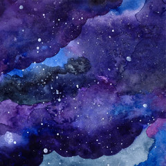 Wall Mural - watercolor space texture with stars